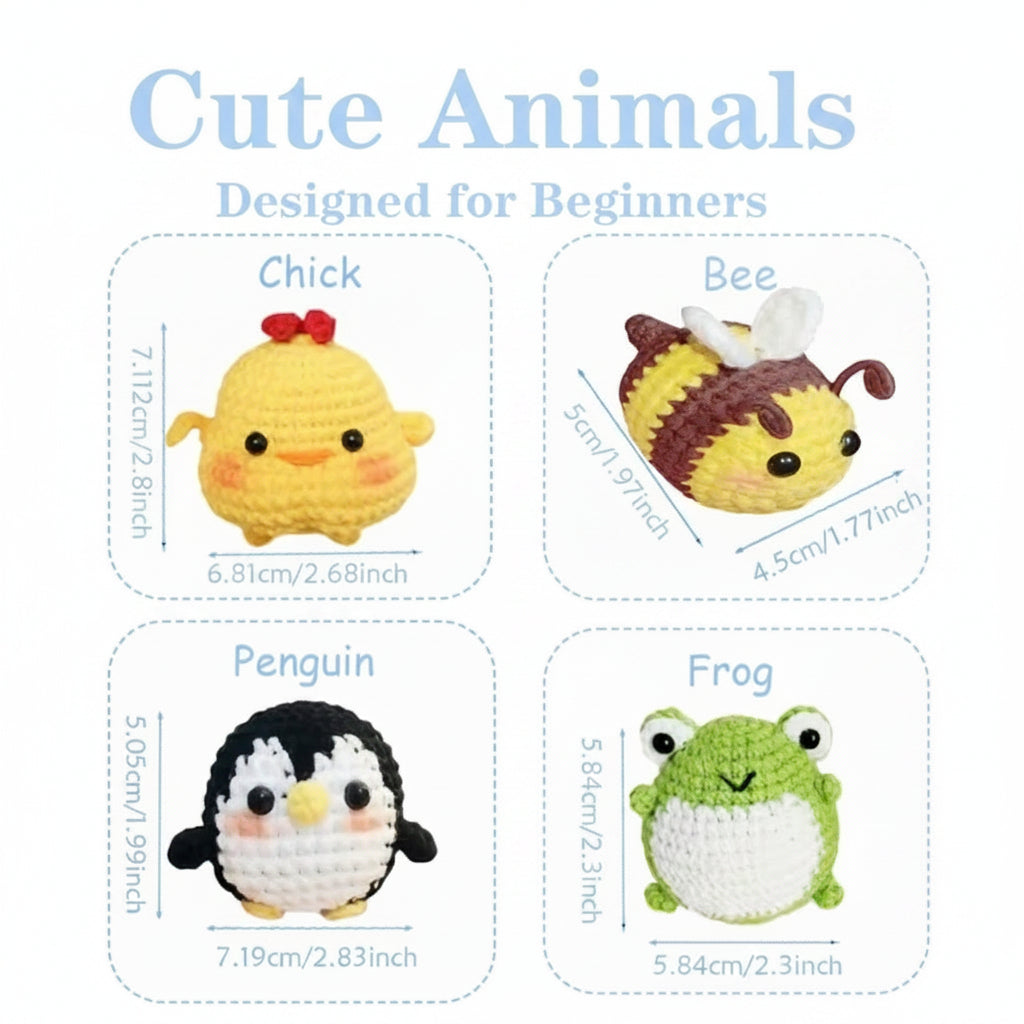 Crochet Animal DIY Kit – 8 Beginner Amigurumi Patterns