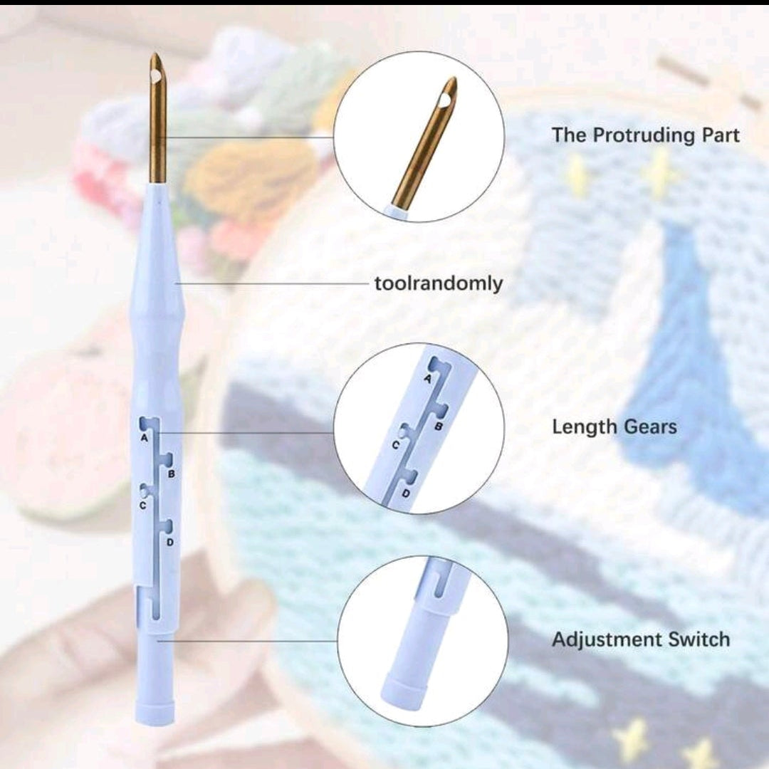 Beginner Punch Needle Embroidery Kit, Flower & Moth Design
