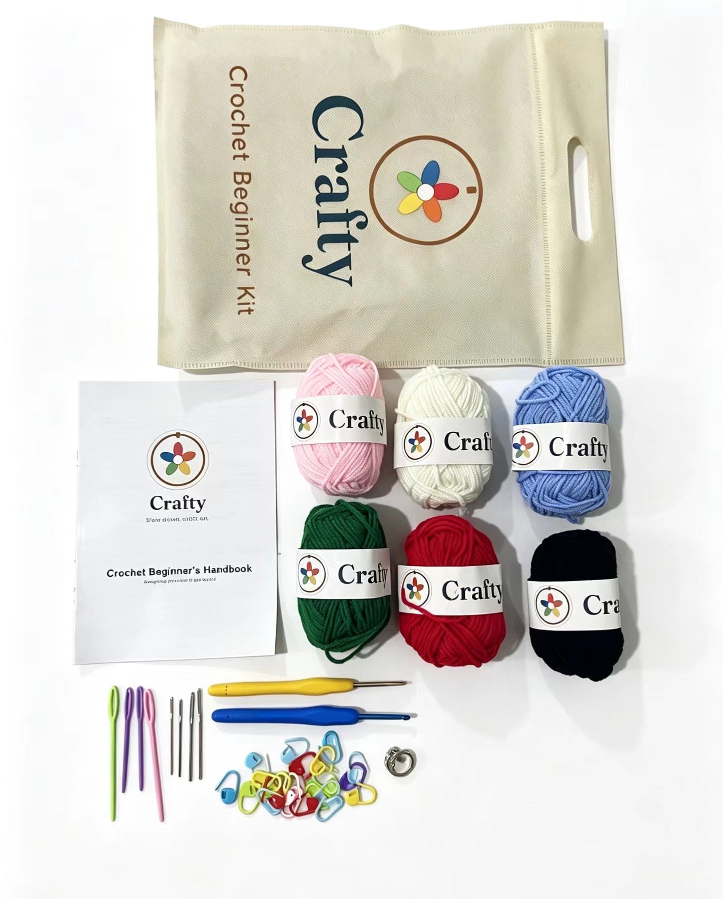 Crafty Crochet Beginner's Handbook included in starter kit