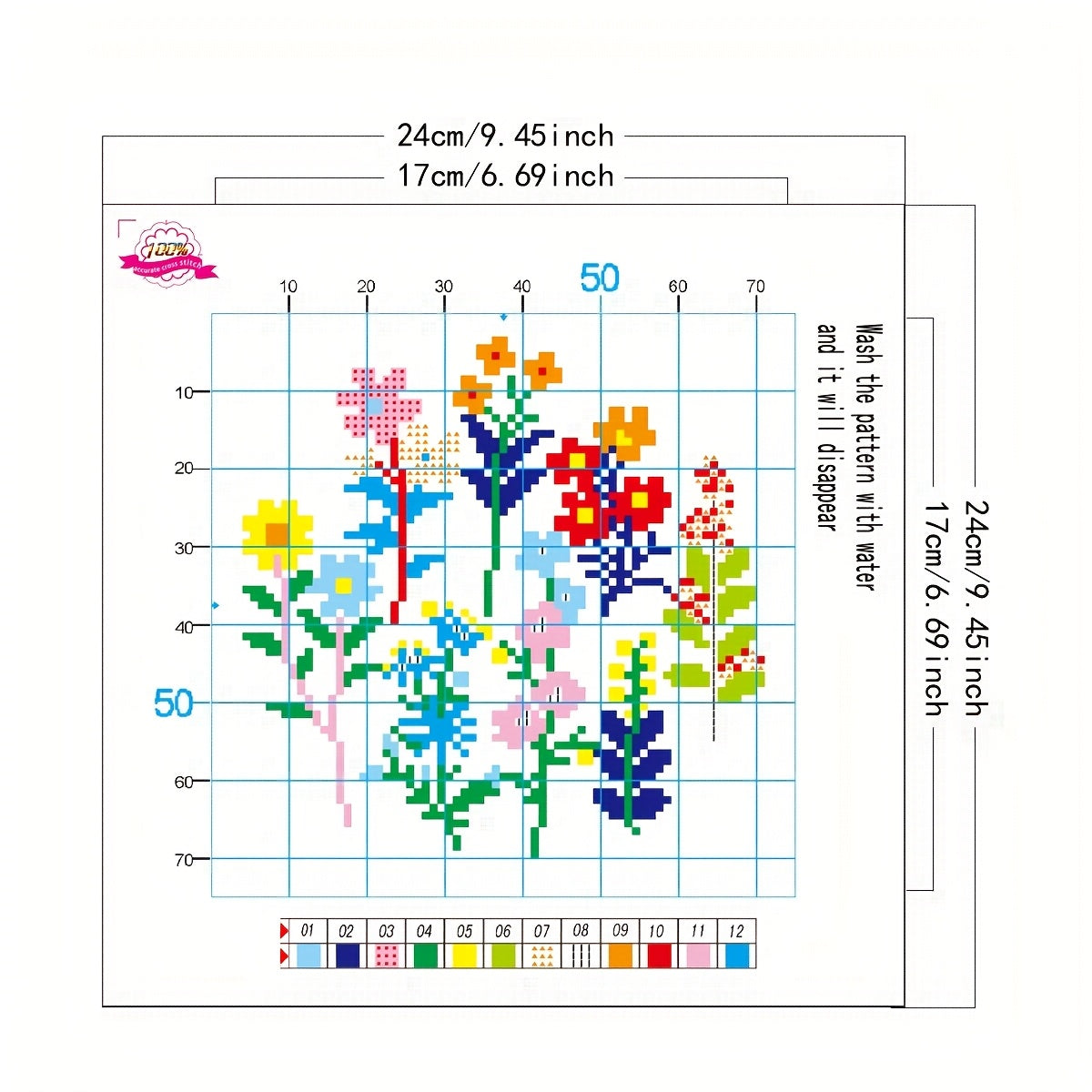 Floral Plant Printed Cross Stitch Kit — 11CT Evenweave Beginner Set | 3-Strand Thread | Wall Art Gift