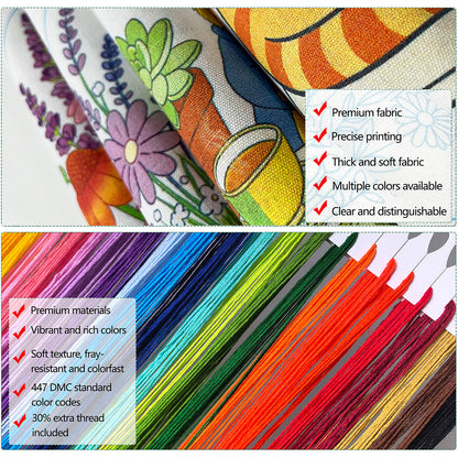 Colorful Forest Whispers — Printed Embroidery Kit for Beginners | Fabric, Thread, Needles & Instructions Included