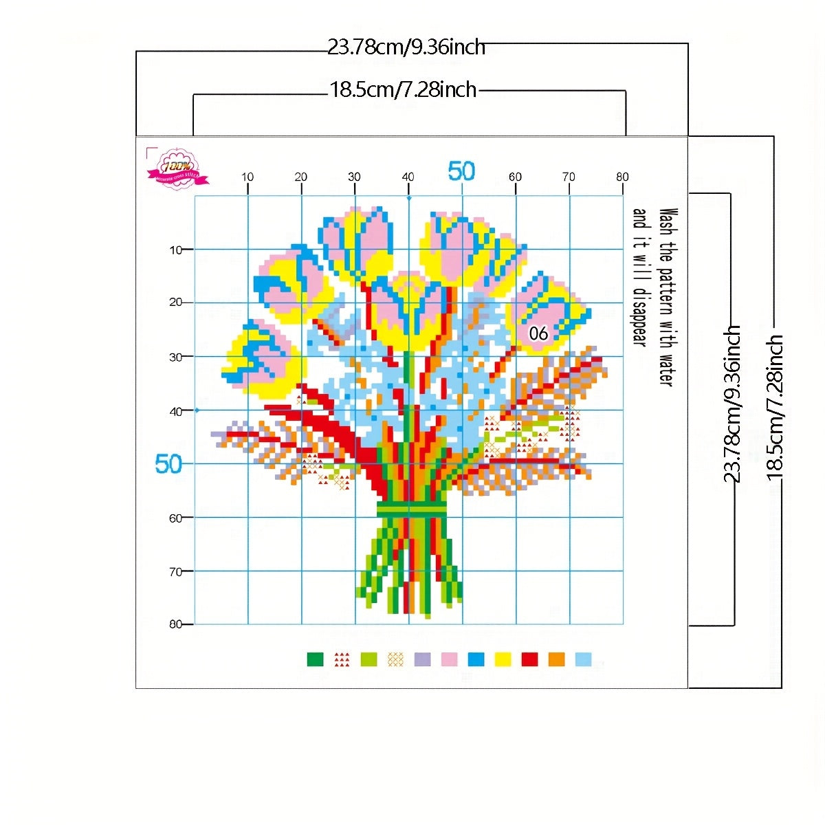 Floral Series Printed Cross Stitch Kit — Peony, Tulip & Daisy | 11CT Beginner Set | 3-Strand Thread | Home Décor Gift