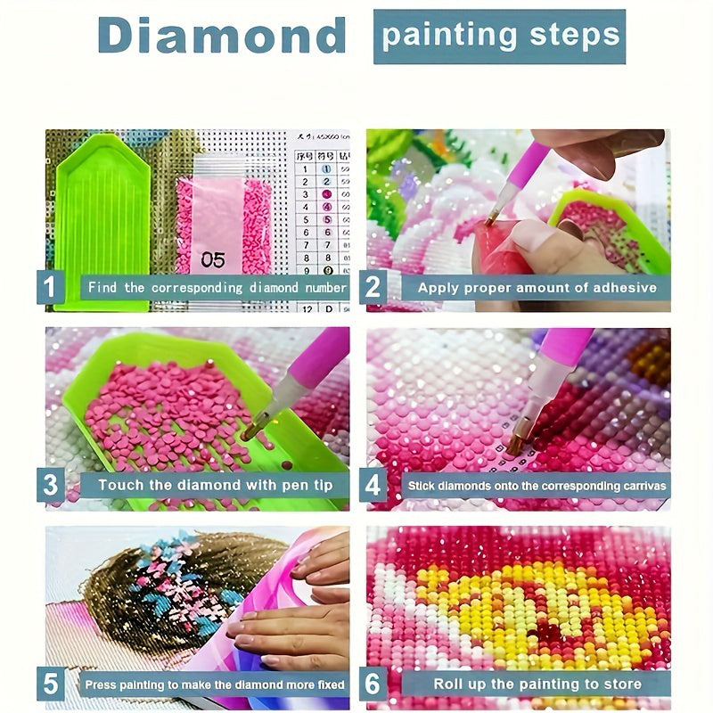Sunset Riverbank Flower Sea — 5D Full Drill Diamond Painting Kit | Scenic Landscape Wall Art
