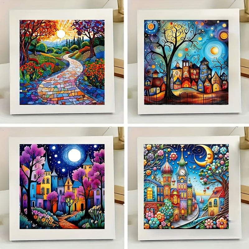 Landscape diamond painting canvas with full round 5D acrylic drills