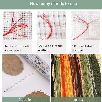 Morris Tree of Life Printed Cross Stitch Kit — 11CT Beginner Starter Set | 3-Strand Thread | Vintage Wall Art