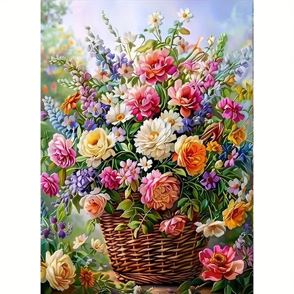 Flower Basket Diamond Painting Kit — Full Drill Mosaic | 30×40cm | DIY Home Decor