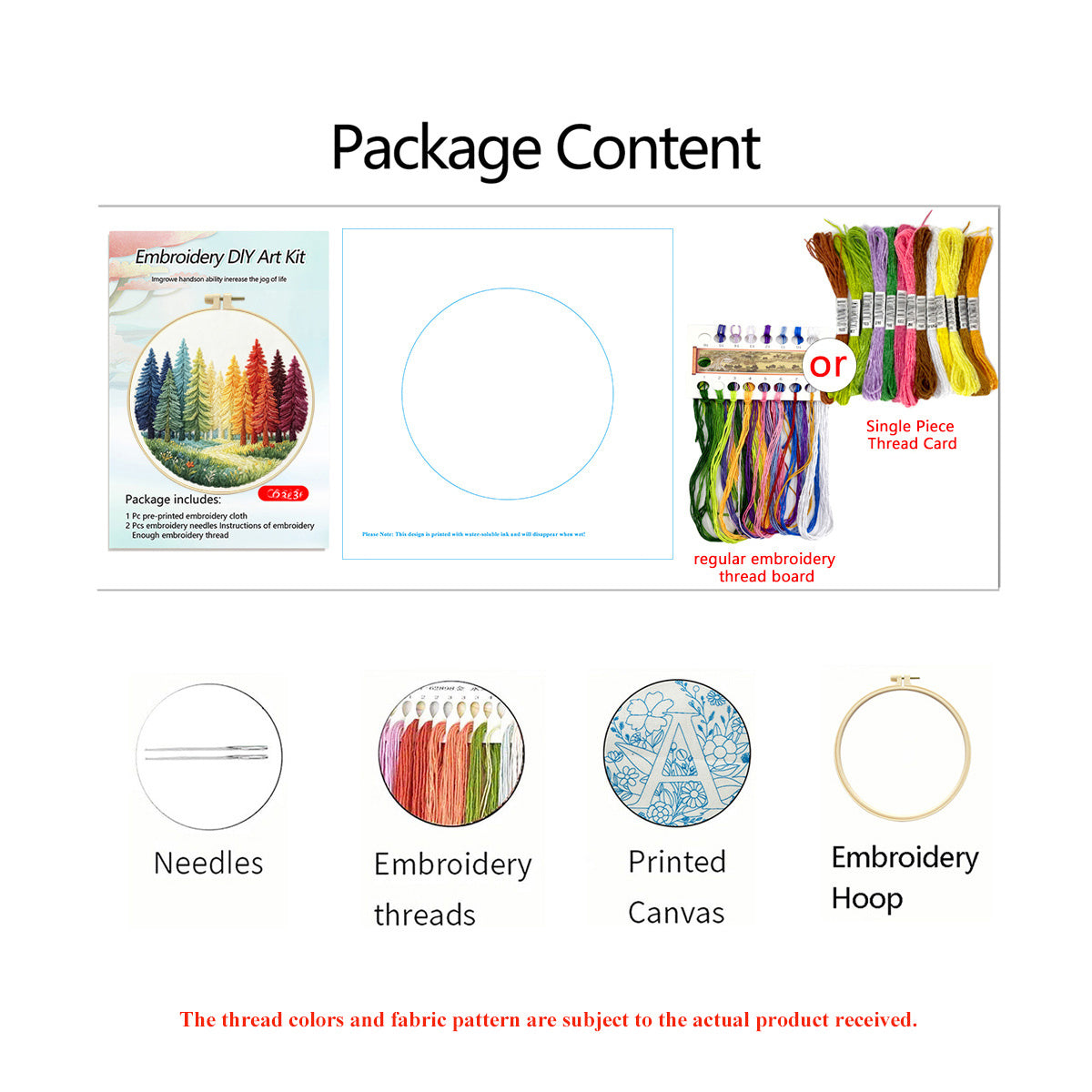 Colorful Forest Whispers — Printed Embroidery Kit for Beginners | Fabric, Thread, Needles & Instructions Included