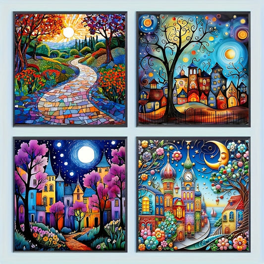 4-Pack Landscape Diamond Painting Kit Series 2 full set 20x20cm
