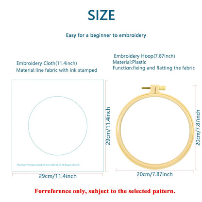 Beginner Embroidery Kit - Floral Branch Design | Thread, Needles, Frame & Pattern Included