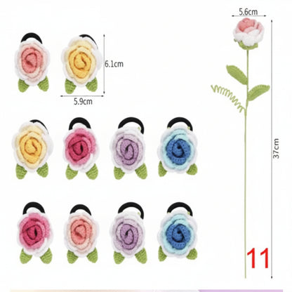 Crochet Rose Hair Clip Kit – Set of 5 Flower Clips
