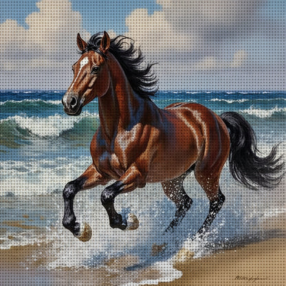 Horse Running on the Beach 11CT Cross-Stitch Kit 30x30cm