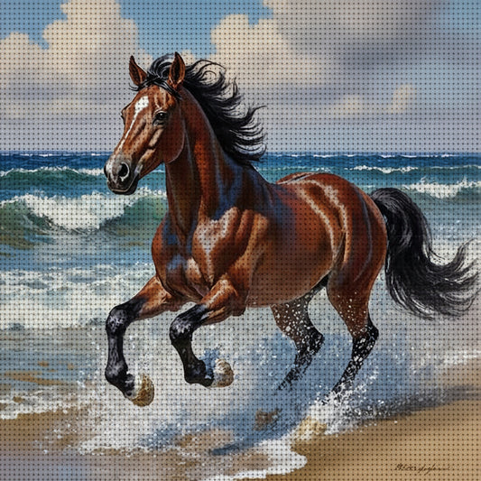Horse Running on the Beach 11CT Cross-Stitch Kit 30x30cm