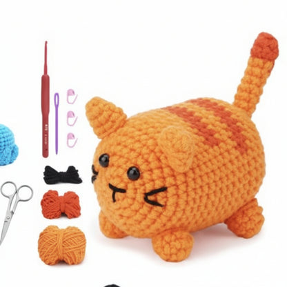 Orange Tabby Cat Amigurumi Crochet Kit – Beginner DIY Plush
