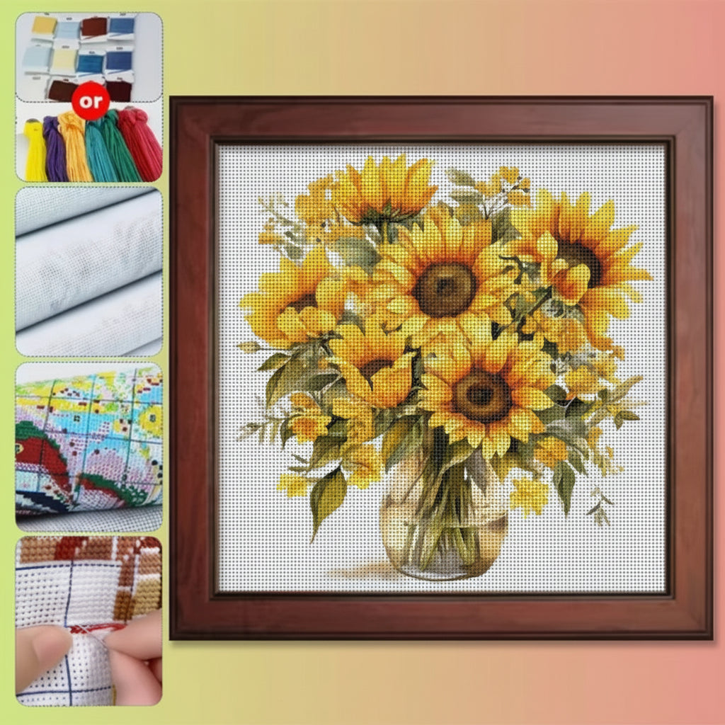 Sunflower Bouquet 11CT Cross-Stitch Kit 36x36cm