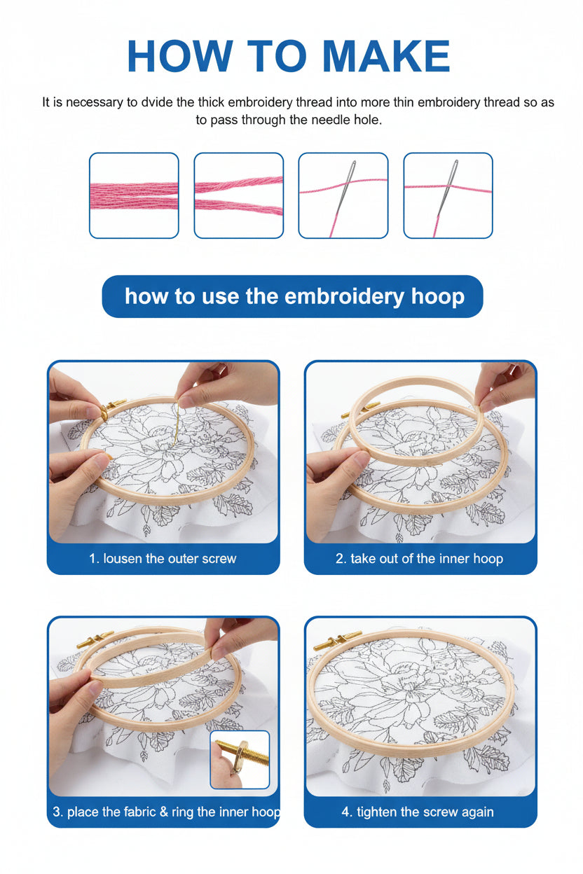 5-Piece Floral Bouquet Embroidery Hoop Kit Set