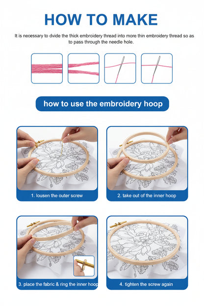 5-Piece Floral Bouquet Embroidery Hoop Kit Set