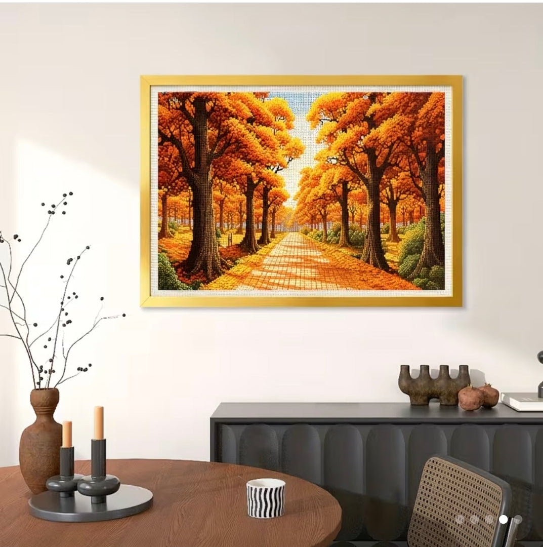 Autumn Avenue Landscape Cross-Stitch Kit 28x38cm