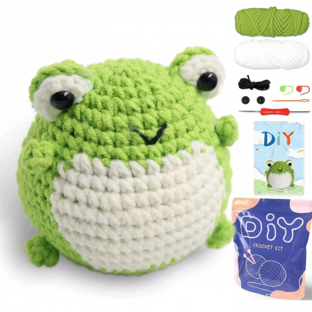 Frog Crochet DIY Kit | Beginner Amigurumi Kit