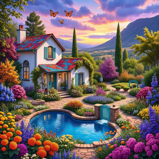 Cottage Garden Cottagecore Cross-Stitch Kit 36x36cm
