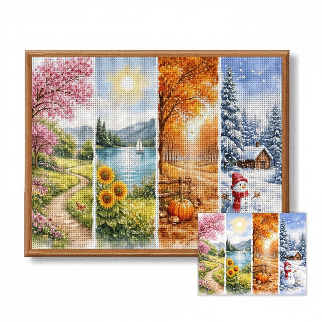 Four Seasons Frameless Stamped Cross-Stitch Kit 30x40cm