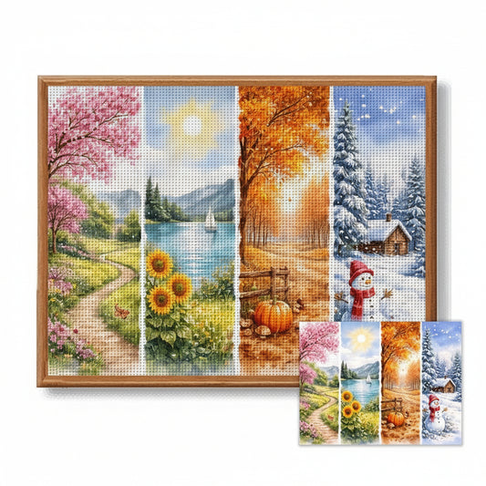 Four Seasons Frameless Stamped Cross-Stitch Kit 30x40cm