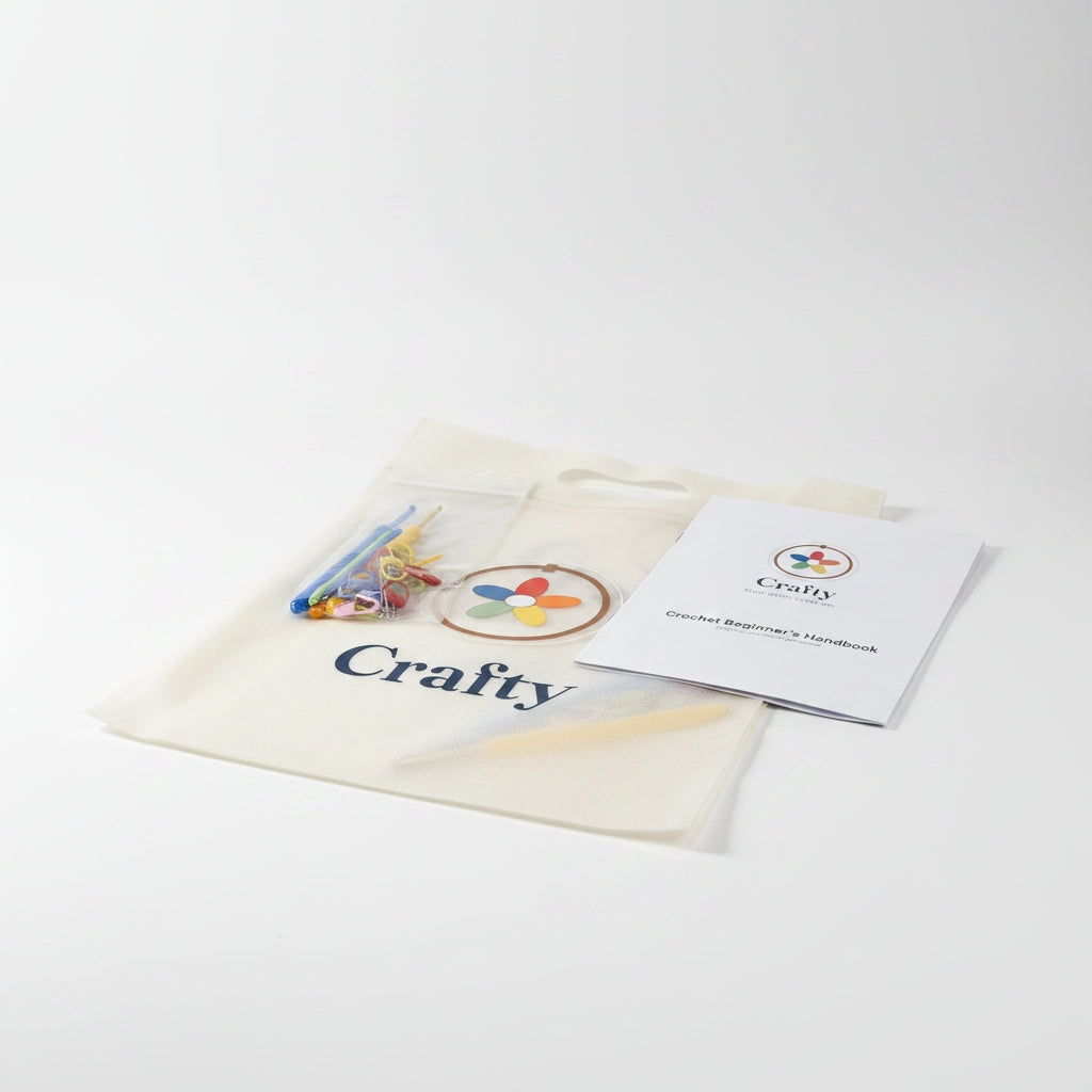 CRAFTY Crochet Accessories Kit – Hooks, Notions & Beginner Handbook