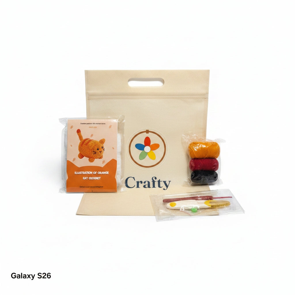 Orange Tabby Cat Amigurumi Crochet Kit – Beginner DIY Plush