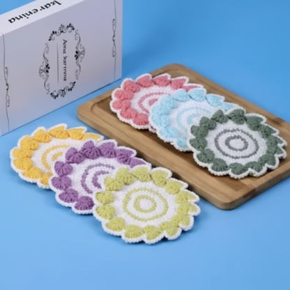 Scalloped Mandala Coaster Crochet Kit – Boxed Set of 6