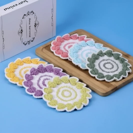 Scalloped Mandala Coaster Crochet Kit – Boxed Set of 6