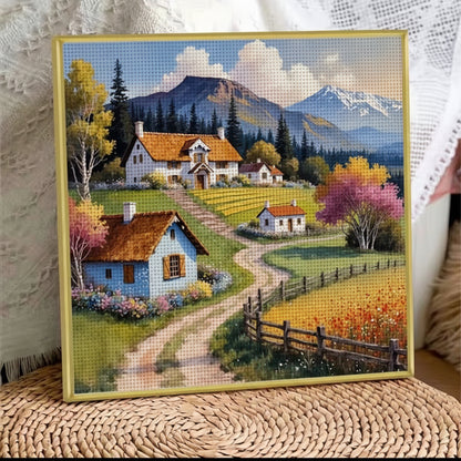 Countryside Houses & Mountains 11CT Cross-Stitch Kit 30x30cm