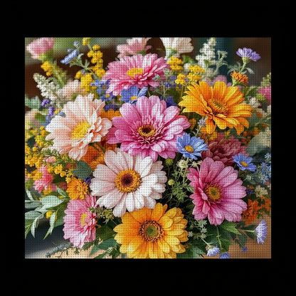 Colorful Bouquet 11CT Printed Fabric Cross-Stitch Kit