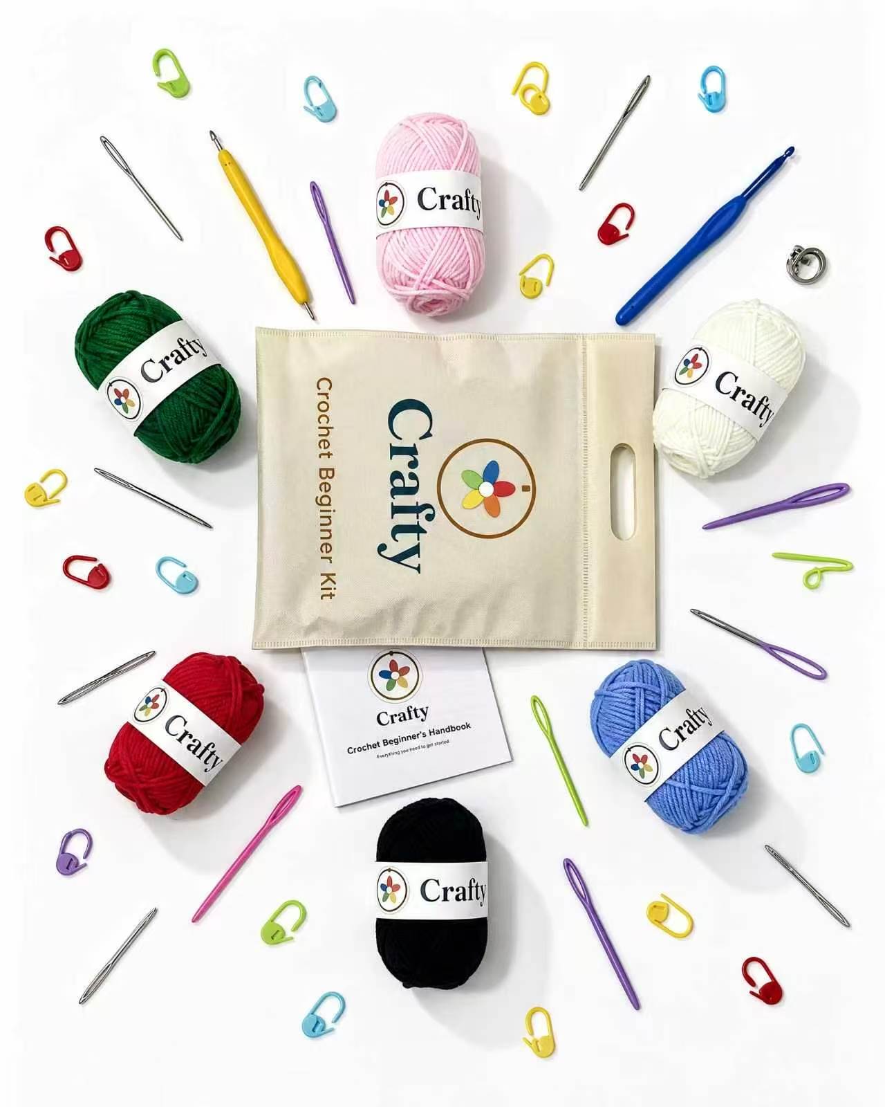 Six colorful yarn balls included in Crafty crochet starter kit