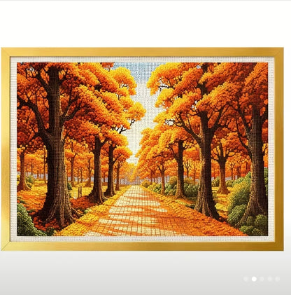 Autumn Avenue Landscape Cross-Stitch Kit 28x38cm