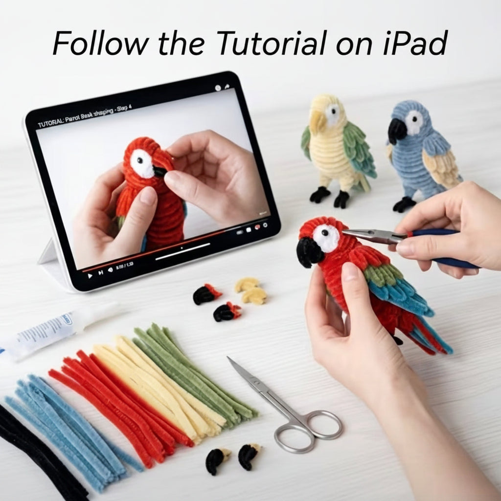 Pipe Cleaner Parrot Craft Kit for Adults - DIY Chenille Stick Kit with Blowpipe & Tutorial