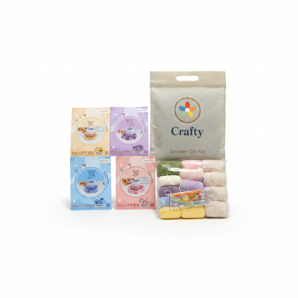 Crochet Flower Coaster & Candle Mat Kit – 4 Colourways