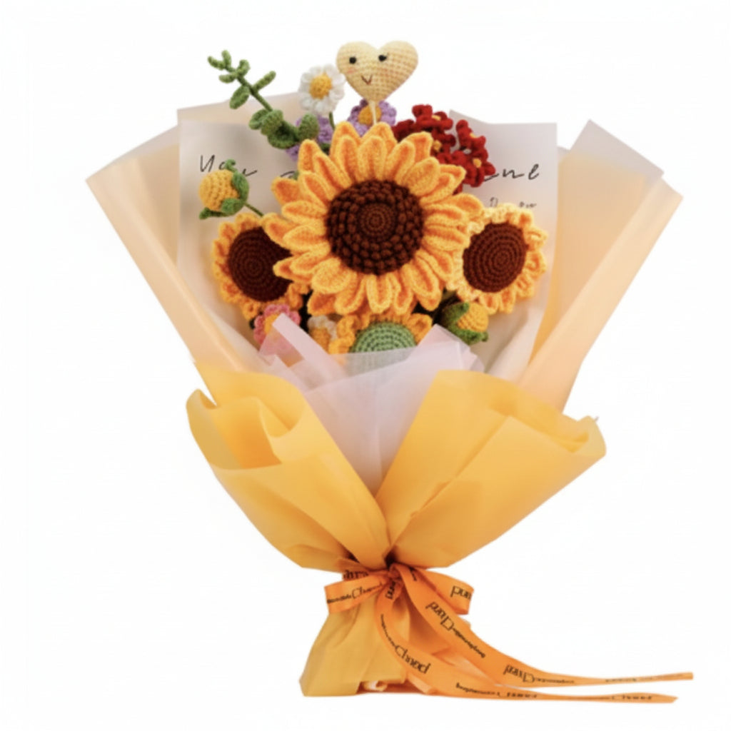 Crochet Sunflower Bouquet Kit – Wrapped DIY Flower Bouquet