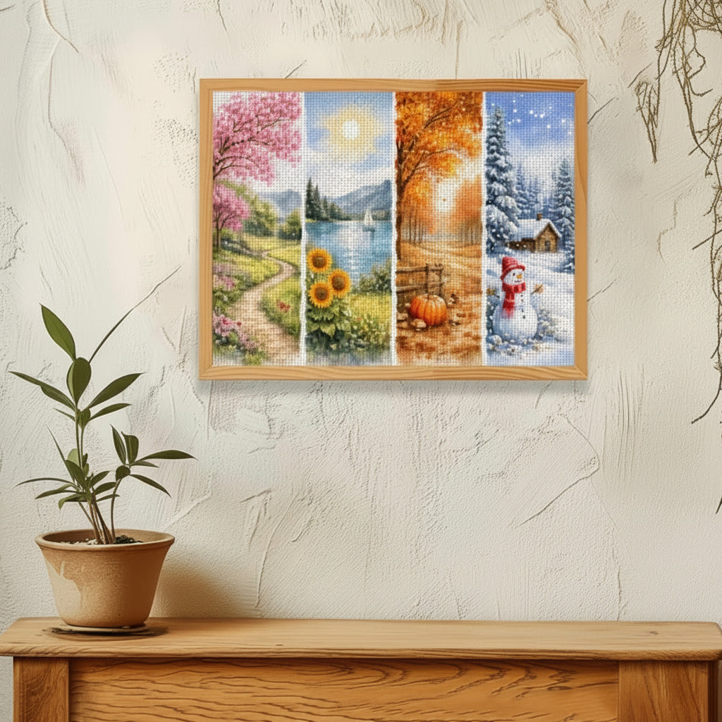 Four Seasons Frameless Stamped Cross-Stitch Kit 30x40cm