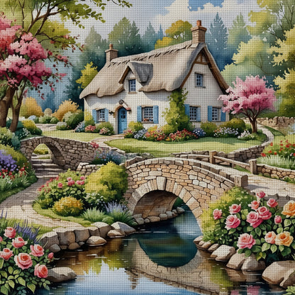Cottage & Stone Bridge 11CT Cross-Stitch Kit 36x36cm