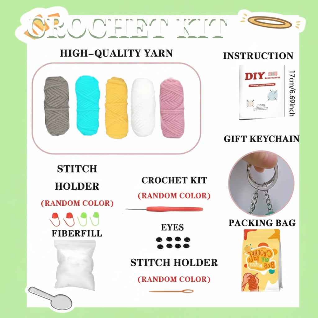 Cat Crochet Kit for Beginners – Grey, Orange, Pink & White Amigurumi Set (4pcs)