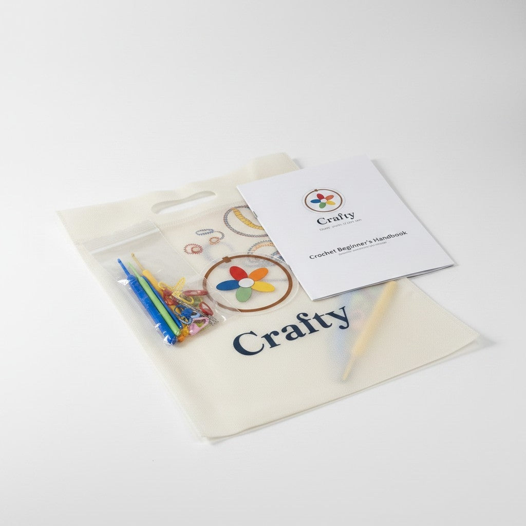 CRAFTY Crochet Accessories Kit – Hooks, Notions & Beginner Handbook