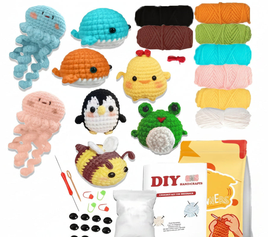 Crochet Animal DIY Kit – 8 Beginner Amigurumi Patterns