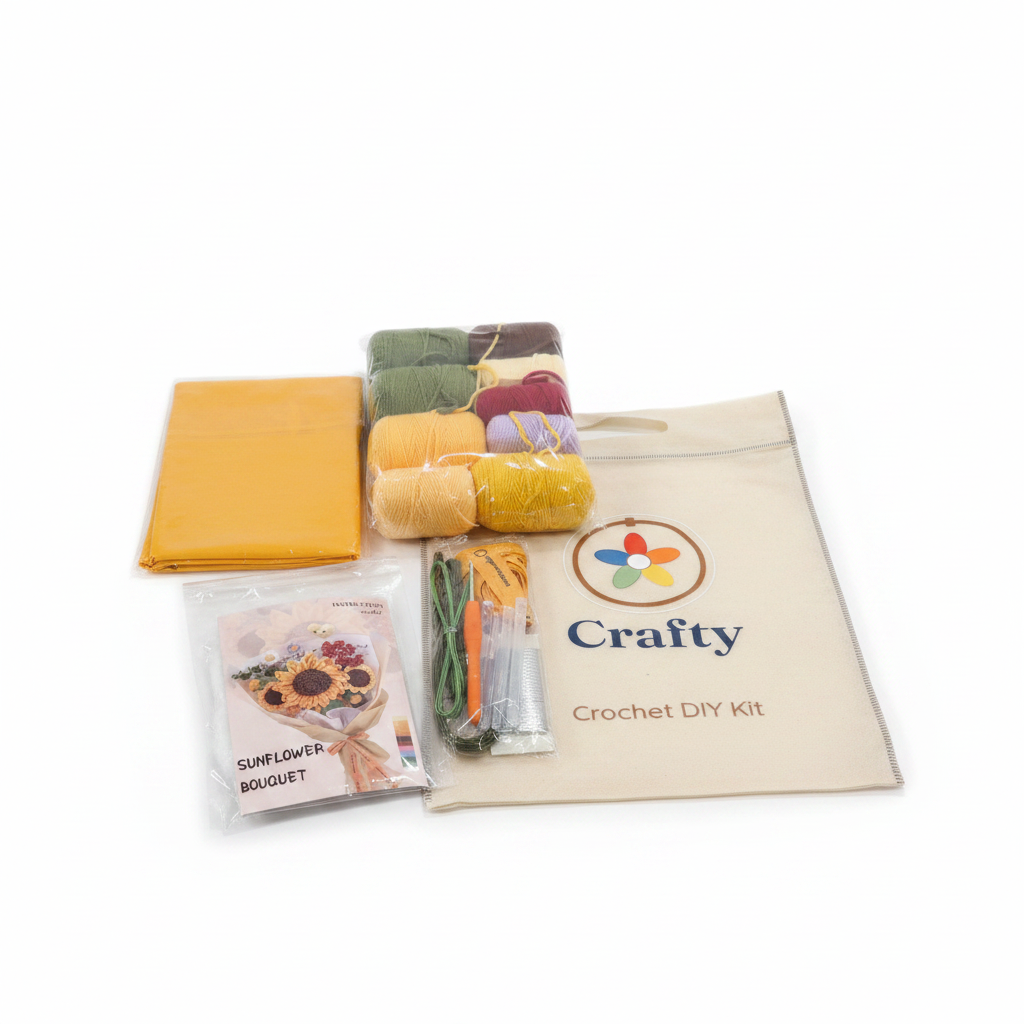 Crochet Sunflower Bouquet Kit – Wrapped DIY Flower Bouquet