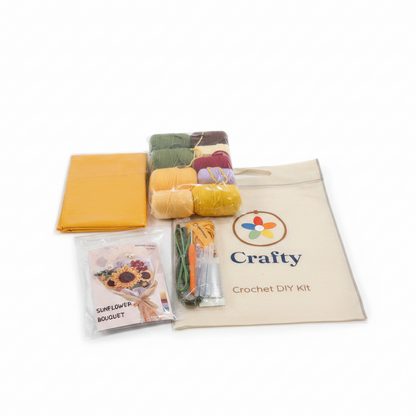 Crochet Sunflower Bouquet Kit – Wrapped DIY Flower Bouquet