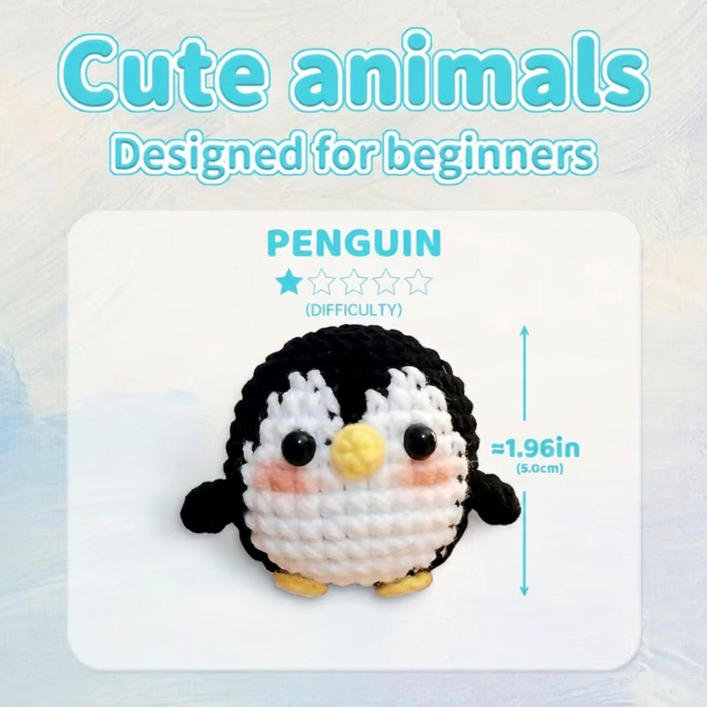 Black & White Penguin Amigurumi Crochet Kit – Beginner DIY Plush
