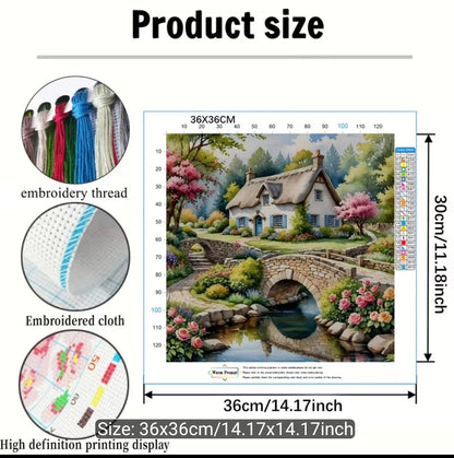 Cottage & Stone Bridge 11CT Cross-Stitch Kit 36x36cm