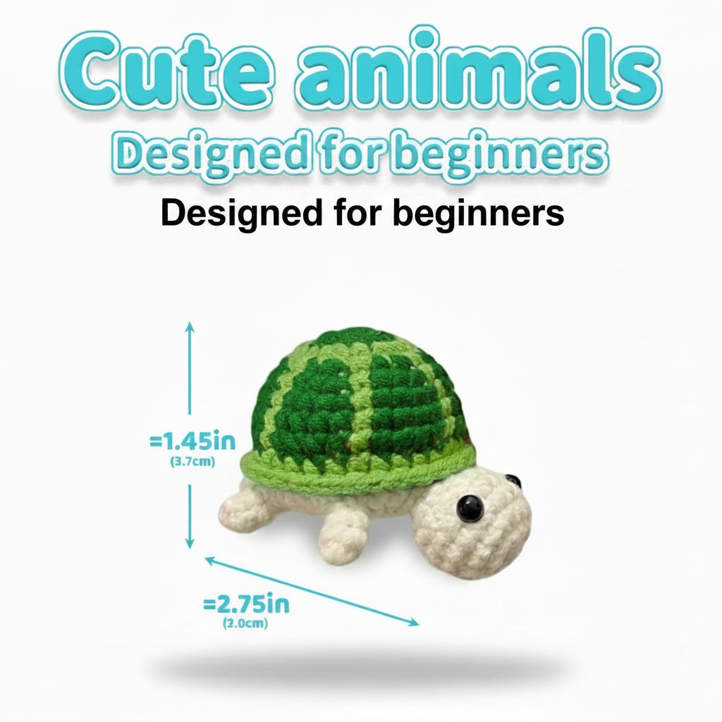 Green Turtle Crochet DIY Kit – Beginner Amigurumi Crochet Kit with Video Tutorial