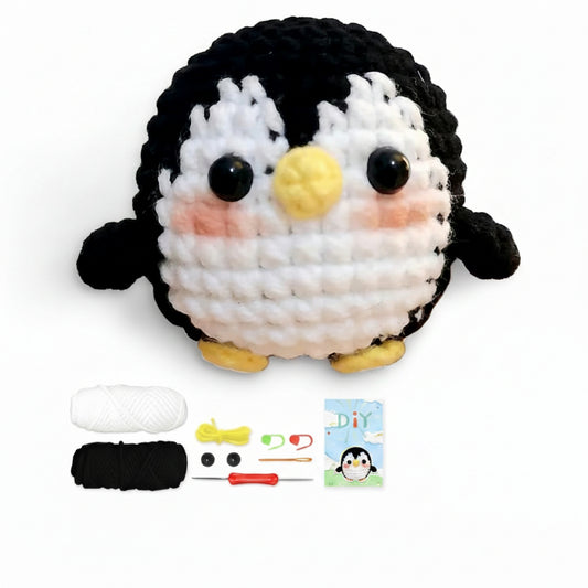 Black & White Penguin Amigurumi Crochet Kit – Beginner DIY Plush